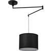 B·LED BARCELONA LED BARCELONA LED Lampada a Sospensione Nera con Braccio Articolato E27 Paralume in Tessuto, Lampadario Stile Industriale Vintage Nordico Minimalista, Lampada da Soffitto Orientabile pern Salotto