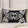 Aeckself Federa per cuscino con motivo floreale europeo, 30,5 x 50,8 cm, lussuosa, in velluto ricamato, decorativo, per divano, camera da letto, soggiorno, nero e bianco