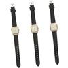 DEARMAMY 3pezzi Orologio Da Polso Elegante Per Donne Con Cinturino Pelle Imitazione e Design Minimalista Orologio Casual Con Quadrante Luminoso Per Occasioni Quotidiane e Eventi Sociali