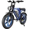 HiQiS Bicicletta Elettrica 20 x 4.0, Motore 250W, 7 Velocità, Batteria Rimovibile da 48V 15Ah / 17.5Ah, Autonomia di 50-90 km, Bici Elettrica Doppia Sospensione, E-Bike per Adulti e Adolescente
