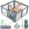 Dripex Recinto Giochi Bambini Pieghevole 130x130cm Grigio Scuro. | Area gioco sicura per interni ed esterni. Fornito di anelli gioco e borsa trasporto. Palline non incluse.