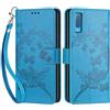 SIENIANLINE Cover per Samsung Galaxy A7 2018 custodia portafoglio Farfalla - Blu | 3 scomparti carte, 1 tasca banconote, Chiusura magnetica, Supporto, Pelle PU flip cover per Samsung A7 2018
