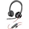 PLT Poly Blackwire 8225-M - Cuffie stereo con connettore USB-A, Active Noise Cancelling e Braccio microfono flessibile, Microsoft Teams, colore: Nero