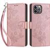 SIENIANLINE Cover per iPhone 12 Pro Max custodia portafoglio Oro Rosa | 3 scomparti carte, 1 tasca banconote, Chiusura magnetica, Supporto, Pelle PU flip cover per iPhone 12 Pro Max