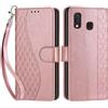 SIENIANLINE Cover per Samsung Galaxy A20e / A10e custodia portafoglio Cubo - Oro Rosa | 3 scomparti carte, 1 tasca banconote, Chiusura magnetica, Supporto, Pelle PU flip cover per Samsung A20e
