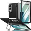 COQUE Custodia per Samsung Galaxy Z Fold 8 con Slot per S Pen-Nero | Incluso stilo ultra-sottile, vetro 9H, telaio come cavalletto, PC opaco anti-impronta, pulsanti metallo
