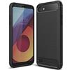 COPHONE® - Cover per LG Q6, Antiscivolo, in Fibra di Carbonio, Colore: Nero