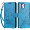 SIENIANLINE Cover per Motorola Moto G13 / G23 custodia portafoglio Farfalla - Blu | 3 scomparti carte, 1 tasca banconote, Chiusura magnetica, Supporto, Pelle PU flip cover per Moto G13 / G53
