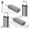 YFMaiQi Confezione da 4 adattatori da Lightning a USB C per iPhone 15/16/17 Pro/17 Pro Max, per caricabatterie iPhone 17/16, accessori 17/16, ricarica rapida e trasferimento dati, cavo connettore USB