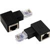 Greluma 2 Pz Adattatore Ethernet a 90 gradi, connettore LAN RJ45 ad angolo sinistro e destro, connettore di rete di estensione da maschio a femmina, per computer, laptop, router