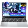 BENIRROS PC Portatile 15,6 Pollici con Celeron N5095 CPU, Win 11 Notebook 16Go LPDDR4 RAM 512Go SSD, Laptop Schermo FHD IPS 1080P Digitale Tastiera Retroilluminata/Sblocco Impronta Digitale Webcam BT4.2 USB3.0