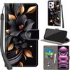 PHINIENLAND Cover per Xiaomi Redmi Note 12 Pro 5G custodia portafoglio Fiori | 3 scomparti carte, 1 tasca banconote, Chiusura magnetica, Supporto, Pelle PU flip cover per Xiaomi Poco X5 Pro