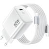 HYDOOD Caricabatterie USB C da 65W per i Phone caricatore USB C 2Pack | GaNII Rapido Caricabatterie compatibile con i Phone 17/16/15 Pro max,Galaxy S25/S24/S23 con cavo intrecciato lungo 2m 100W