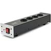 Dynavox filtro di rete HiFi X1000S, multipresa con 4 prese filtrate, spia LED per il corretto allineamento di fase, argento