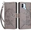 SIENIANLINE Cover per Xiaomi Redmi A1 / A2 custodia portafoglio Farfalla Grigio | 3 scomparti carte, 1 tasca banconote, Chiusura magnetica, Supporto, Pelle PU flip cover per Xiaomi Poco C50