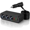 DAHAIHLAN Caricabatterie Auto 120 W, 6 in 1 Caricatore Accendisigari | con 3 Prese da 12V/24V e 3 Porte USB, Adattatore Accendisigari USB per Cellulare, GPS, Dash Cam, Riscaldatore Sedile
