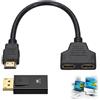 dravix Set di 2 adattatori splitter HDMI e DisplayPort a HDMI, kit multimediale, 1080P HDMI maschio a doppia femmina 1 a 2 e 4K DP a HDMI, convertitore per PC, monitor, proiettore e TV