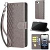 SIENIANLINE Cover per iPhone 17e / iPhone 16e custodia portafoglio Grigio | 3 scomparti carte, 1 tasca banconote, Chiusura magnetica, Supporto, Pelle PU flip cover per iPhone 17e / 16e