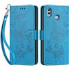 SIENIANLINE Cover per Huawei P Smart 2019 custodia portafoglio Blu | 3 scomparti carte, 1 tasca banconote, Chiusura magnetica, Supporto, Pelle PU flip cover per Honor 10 Lite