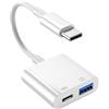 Wahbite Adattatore Apple da USB-C a USB 3.0 con porta di ricarica PD da 30 W, cavo OTG da tipo C a USB A, compatibile con iPhone 15, MacBook Pro Air, iPad Pro, iMac, Surface, Galaxy S22/S21 e altri