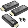 PWAYTEK Trasmettitore e 2 ricevitore HDMI wireless con decodifica 4K, uscita 1080P, portata 164FT, doppia banda 2,4G/5G, per PC/laptop/TV/proiettore, Plug & Play, senza app(Grigio)