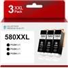 Cebhink 580 Cartucce d'inchiostro XXL compatibili con Canon 580 PGI-580XXL per Canon Pixma TR7650 TR8550 TS6350a TS6300 TS705a TS9550, confezione da 3 PGBK nero