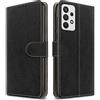 PIXFAB Custodia a portafoglio in pelle per Samsung Galaxy A33 (5G), chiusura magnetica a libro con chiusura a libro e cavalletto per Samsung Galaxy A33 5G, colore: Nero