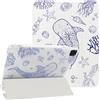 NITITOP Cover per iPad Pro 6/5/4/3 Marini Motivo, Blu Pesce | para iPad Pro 12,9 (6a/5a/4a/3a Gen 2022/2021/2020/2018) , Carina Animalier , con Portapenne, Triplo Supporto