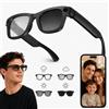pmstuy AI Smart Glasses Occhiali Smart Fotocamera 8MP Video 1080P EIS Bluetooth | Occhiali Intelligenti AI con Chiamate Traduzione in Tempo Reale Bluetooth, Riconoscimento AI, Musica, Vlog, Viaggi e Riunioni