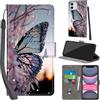 PHINIENLAND Cover per iPhone 11 custodia portafoglio Farfalla | 3 scomparti carte, 1 tasca banconote, Chiusura magnetica, Supporto, Pelle PU flip cover per iPhone 11