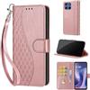 SIENIANLINE Cover per Motorola Moto G67 / G57 custodia portafoglio Cubo - Oro Rosa | 3 scomparti carte, 1 tasca banconote, Chiusura magnetica, Supporto, Pelle PU flip cover per Moto G57 / G67