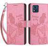 SIENIANLINE Cover per Motorola Moto E13 custodia portafoglio Rosa | 3 scomparti carte, 1 tasca banconote, Chiusura magnetica, Supporto, Pelle PU flip cover per Moto E13