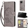 SIENIANLINE Cover per Honor 400 Smart 4G/5G custodia portafoglio Farfalla Grigio | 3 scomparti carte, 1 tasca banconote, Chiusura magnetica, Supporto, Pelle PU flip cover per Honor 400 Smart