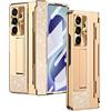 Generic Custodia compatibile con Samsung Galaxy Z Fold 8 Ultra, custodia in pelle lucida ultra sottile leggera con cerniera protezione contro le cadute, antiurto, custodia robusta per Z Fold 8 Ultra, oro