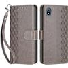 SIENIANLINE Cover per Xiaomi Redmi 7A custodia portafoglio Grigio | 3 scomparti carte, 1 tasca banconote, Chiusura magnetica, Supporto, Pelle PU flip cover per Redmi 7A