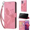 SIENIANLINE Cover per Motorola Moto G24 / E14 custodia portafoglio Rosa | 3 scomparti carte, 1 tasca banconote, Chiusura magnetica, Supporto, Pelle PU flip cover per Moto G04 / G04s