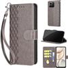 SIENIANLINE Cover per Honor 400 Smart 4G/5G custodia portafoglio Grigio | 3 scomparti carte, 1 tasca banconote, Chiusura magnetica, Supporto, Pelle PU flip cover per Honor 400 Smart