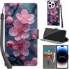 PHINIENLAND Cover per iPhone 14 Pro custodia portafoglio Fiori | 3 scomparti carte, 1 tasca banconote, Chiusura magnetica, Supporto, Pelle PU flip cover per iPhone 14 Pro