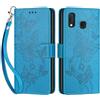 SIENIANLINE Cover per Samsung Galaxy A20e / A10e custodia portafoglio Blu | 3 scomparti carte, 1 tasca banconote, Chiusura magnetica, Supporto, Pelle PU flip cover per Samsung A20e