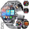 SUNKTA Smartwatch da uomo Militare 1000 mAh grande batteria da 1,7 HD Bluetooth chiamate orologio intelligente per iOS Android con torcia LED, frequenza cardiaca/monitor/contapassi, grigio