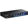 TRENDnet, TEG-S51SFP, Switch 5 porte Gigabit con slot SFP, design senza ventola, montaggio a parete, nero