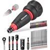 Geinxurn Set di 33 cacciaviti con manico corto 2 in 1, cacciavite a percussione, mini chiave a cricchetto, chiave universale, supporto per punte e chiave a bussola