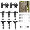 hehonsun 6 Pezzi Cerniere per Legno, 2 Chiavistello, Cerniere per Ante con Viti, Cerniere per Cancello in Ferro, Cerniera Pieghevole a 180 Gradi, Serratura Porta, per Porte a Capannone, Giardino, Nero