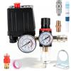 EQULIUS Interruttore di pressione per compressore, regolatore di pressione, compressore d'aria da 240 V, con separatore d'acqua, 2 manometri e giunti per valvola di sicurezza, interruttore compressore 90-175