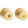 Kwikset Pismo - Pomello per porta d'ingresso con serratura e chiave, maniglia di sicurezza con chiave, maniglia esterna, ingresso anteriore e camera da letto, in ottone satinato, resistente al pick-up