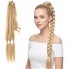 QALPOM Coda di Cavallo Intrecciata Lunga 80cm Extension Capelli Biondo Cenere con Elastico, Posticcio per Capelli Donna Sintetici Effetto Naturale per Feste e Uso Quotidiano