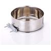 ACEONE Ciotola da appendere per animali domestici, gabbia in acciaio inox con 2 supporti per bulloni, ciotola per acqua per cani, gatti, pappagalli, uccelli (18 x 6,5 cm)