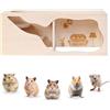 Bcuuozeeing Nascondiglio per criceti, casetta in legno, piccoli animali, casa criceto in legno naturale, soggiorno, criceto, tunnel, giocattolo esplorativo per topi criceti nani, gerbilli, ricci