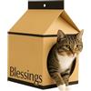 Deccart Casetta per gatti in cartone con tiragraffi Blessing - grotta per gatti da interno, sostenibile - casetta tiragraffi come luogo per dormire - casetta gioco e mobile tiragraffi per gatti
