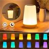 NONE Lampada da Notte LED con Controllo Touch, 13 Colori e 5 Livelli di Luminosità, Ricaricabile USB, Lampada da Comodino per Camera da Letto con Telecomando e Timer